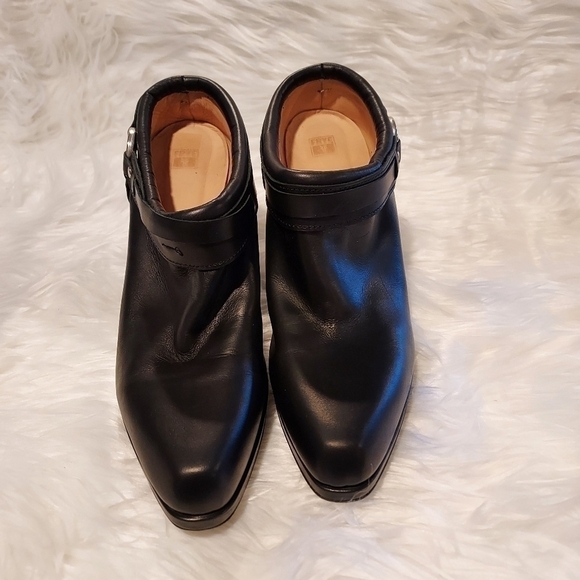 Frye Katie Heel Leather Cowgirl Western Black Ankle Booties boots sz 10M - Picture 5 of 14